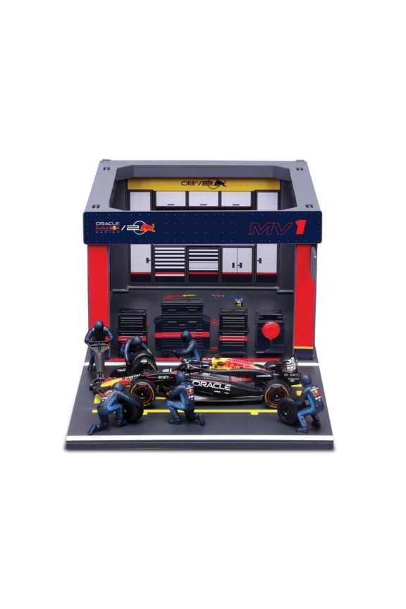 Bburago 1:43 Scale Formula Racing Oracle Red Bull RB20 Pit Pass 2024 Model Year Race Car Playset