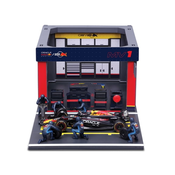 Bburago 1:43 Scale Formula Racing Oracle Red Bull RB20 Pit Pass 2024 Model Year Race Car Playset