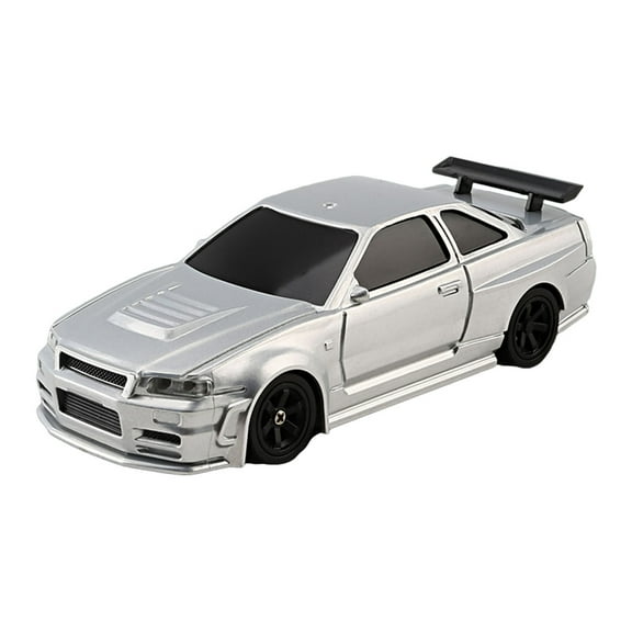1/43 Scale 2.4G 4WD Full-proportion RC Electric Mini Racing Drift Car Model (Gyroscope RTR Version, Silver)