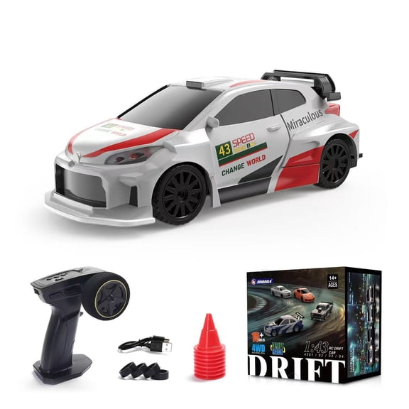1/43 Scale 2.4G Full Proportional 4WD RC Drift Car for Adults with Linkage Light System, 15KM/H Ready to Run Mini Racing Car, Remote Control Car for Indoor Drifting and Collection