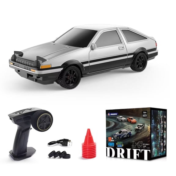 1/43 Scale 2.4G Mini RC Racing Sport Drift Car 15KM/H 4WD Full-Proportional RTR Model with LED Lights for Indoor Adult Hobby Driving - RTR Version