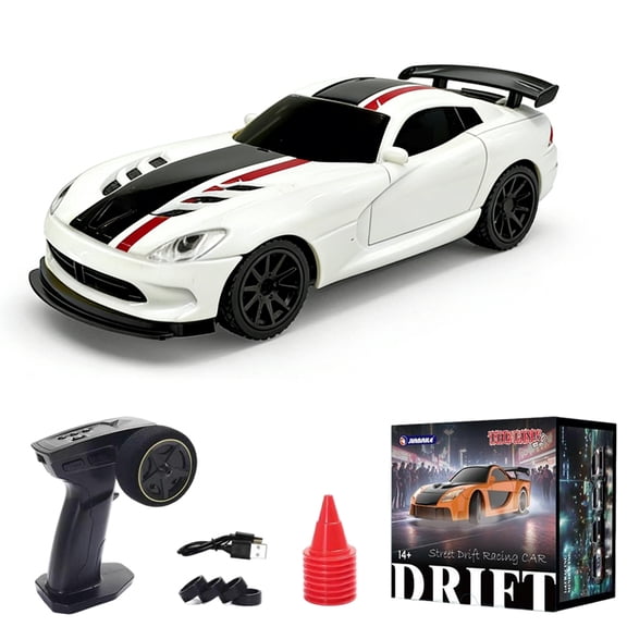 1/43 Scale 2.4G Mini RC Racing Sport Drift Car 15KM/H 4WD Full-Proportional RTR Model with LED Lights for Indoor Adult Hobby Driving - RTR Version