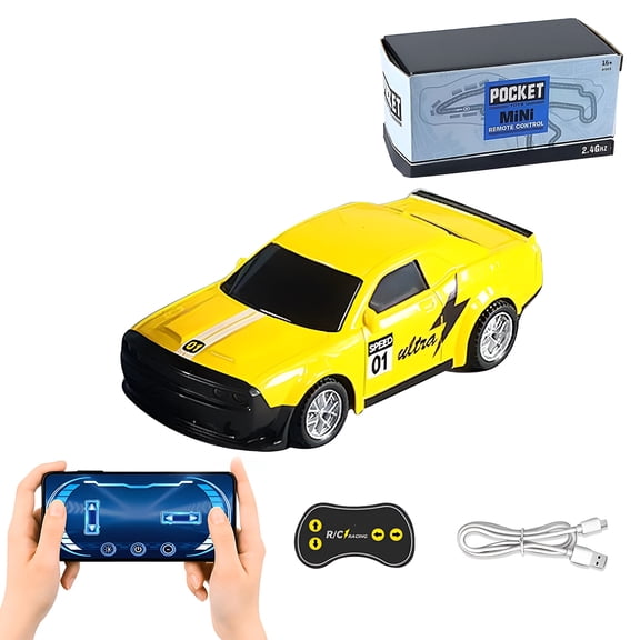 1:43 Scale Alloy RC Racing Car, High Speed Mini Remote Control Car with Mobile App Control, 2.4G Dual Mode Car Model with LED Lights