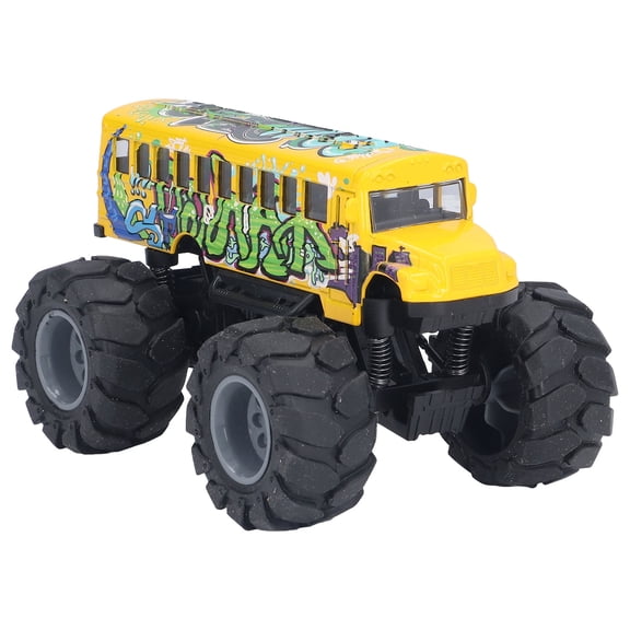 1:43 Scale Bus Car Model Large Wheels Simulation Pull Back School Bus Toy Christmas Birthday Gift for Kids