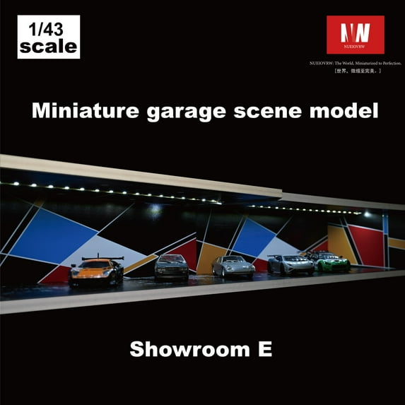 1:43 Scale Diorama Diecast Car Garage Model, with LED Multi-combination Lights, Car Exhibition Showroom Scene Model Display Collection