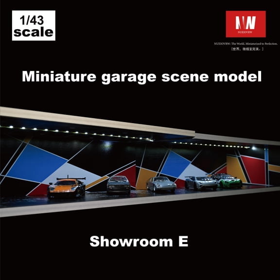 1:43 Scale Diorama Diecast Car Garage Model, with LED Multi-combination Lights, Car Exhibition Showroom Scene Model Display Collection