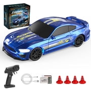 1/43 Scale Full Proportional Mini RC Drift Car with LED Lights, 15 KM/H 2.4GHz Remote Control Electric Racing Model, 4WD Electric Drifting Vehicle for Adult
