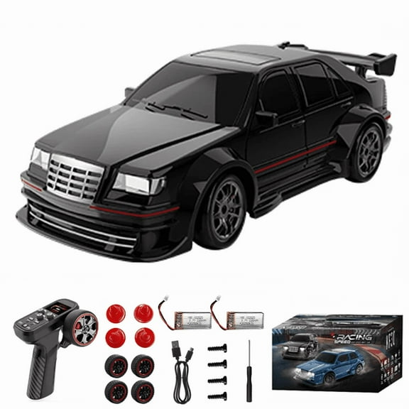 1/43 Scale KF30 Mini RC Drift Car 4WD 2.4G Remote Control Racing Vehicle With Gyro LED Lights High Speed Desktop Drift Model Hobby Driving For Adults Hobbyists - Black / 2 Battery
