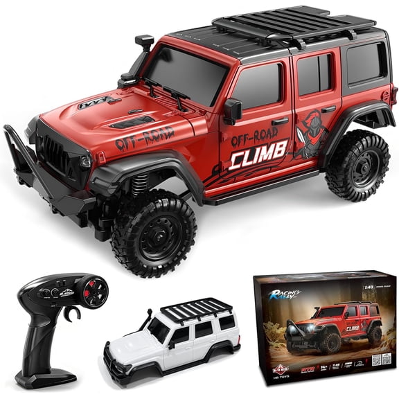 1:43 Scale Micro 4WD RC Rock Crawler, Mini Remote Control Off-Road Truck with 2.4GHz & Bluetooth APP Dual Control ,1:43 Scale Micro 4WD RC Rock Crawler, Mini Remote Control Off-Road Truck Red