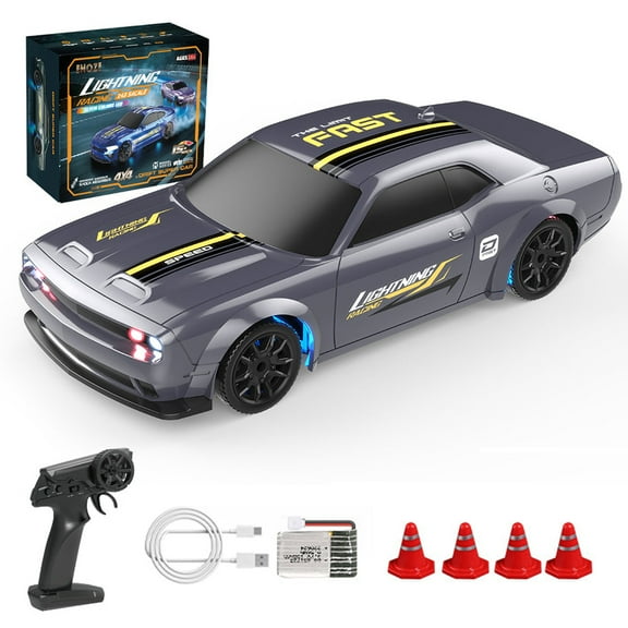 1/43 Scale Mini RC Drift Car, 2.4Ghz 4WD Full-Proportional Remote Control Racing Car with LED Lights, 15KM/H High Speed, USB Fast Charging, Drifting Toy Vehicle Gift With OutDoor & Indoor for Adults