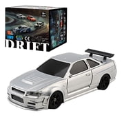 1/43 Scale Mini RC Drift Car with Adjustable Gyroscope, 2.4G Full Proportional 4WD Alloy Mini Remote Control Racing Car with LED Lights, Drift Racing Model for Hobbyist - RTR