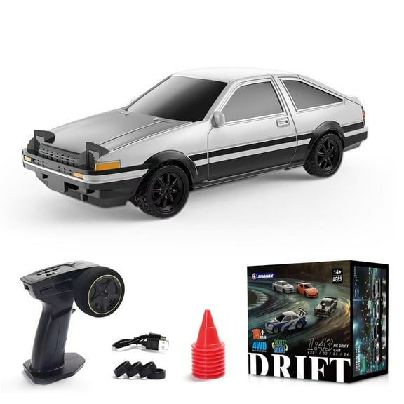 1/43 Scale Mini RC Drift Car with Adjustable Gyroscope, 2.4G Full Proportional 4WD Alloy Mini Remote Control Racing Car with LED Lights, Drift Racing Model for Hobbyist - RTR