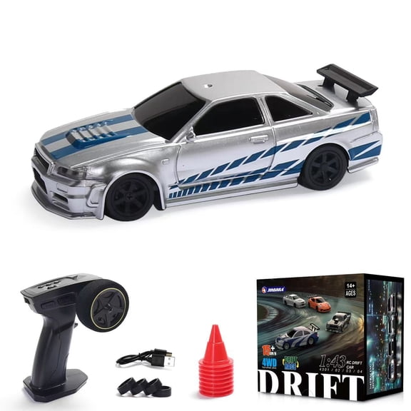 1:43 Scale Mini RC Drift Car, Full Proportional 2.4G Remote Control Racing Cars, 15KM/H High Speed Drifting Cars with Linkage Lights, Small RC Car for Adult