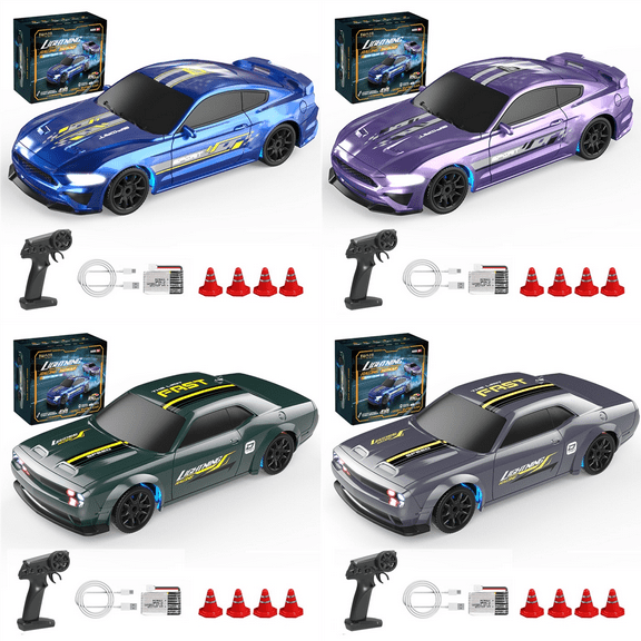 1/43 Scale RC Car for Adults, 2.4G 4WD Full Proportional Control RC Drift Car with LED Lights, RC Racing Toy for Hobbyist