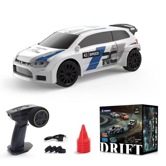 1/43 Scale RC Drift Car 2.4G Full-Proportional 4WD Mini Racing Car with Gyro & Linkage Light Group Indoor RTR Remote Control Hobby Drift Vehicle for Adults - Gyro Version
