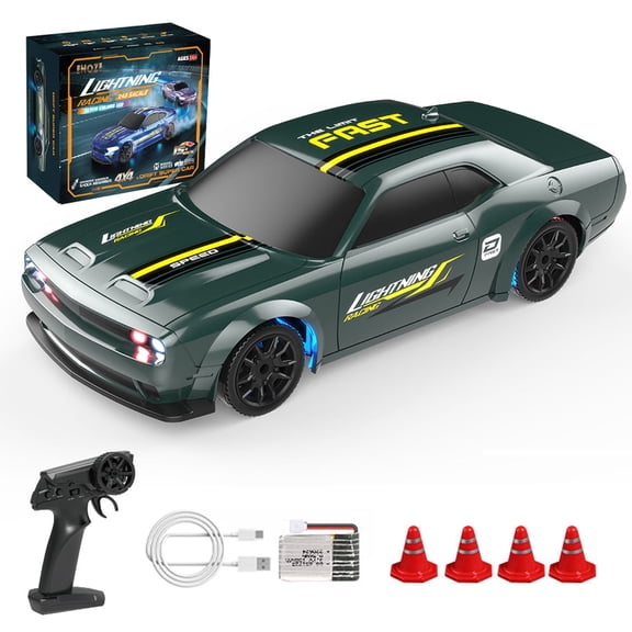 1/43 Scale RC Drift Car 2.4GHz Full-Proportional Mini Electric Racing Car with LED Lights, 15KM/H 4WD Ready to Run Hobby Grade Model for Adults