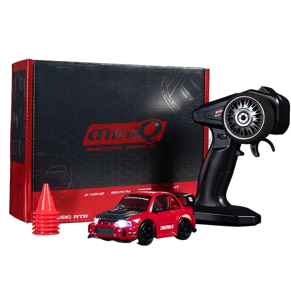 1/43 Scale RC Drift Car 4WD Mini Racing Vehicle With Proportional Throttle LED Lights Type C Charging Hobby Grade Vehicle For Desktop Indoor Driving, CZ4106- Red