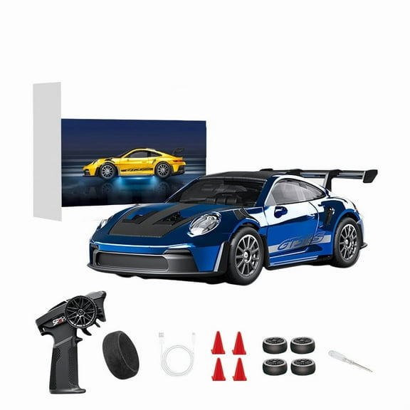 1:43 Scale RC Drift Car D43-02 2.4GHz Full Proportional 4WD Alloy Racing Car with Gyro, 20KM/H High Speed Adjustable Speed with Silent Bearings & LED Lighting