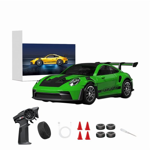 1:43 Scale RC Drift Car D43-02 2.4GHz Full Proportional 4WD Alloy Racing Car with Gyro, 20KM/H High Speed Adjustable Speed with Silent Bearings & LED Lighting