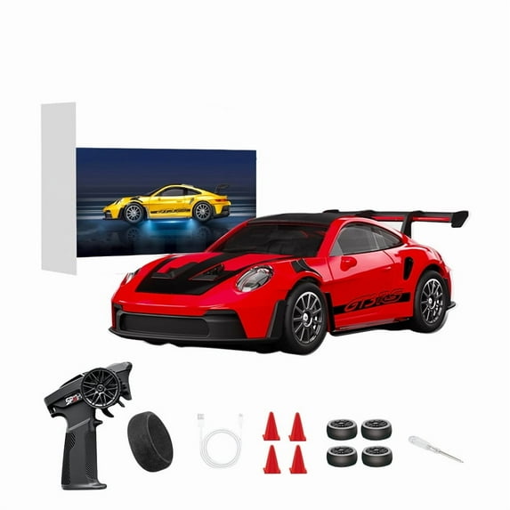 1:43 Scale RC Drift Car D43-02 2.4GHz Full Proportional 4WD Alloy Racing Car with Gyro, 20KM/H High Speed Adjustable Speed with Silent Bearings & LED Lighting