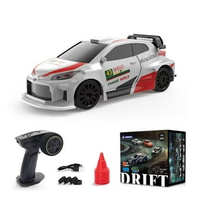 1/43 Scale RC Drift Car wiht LED Lights, 15KM/H Mini Racing Drift Remote Contrl Car Model, 2.4Ghz Full Proportional 4WD RC Vehicle Hobby Toy Gift for Adults (RTR Version)