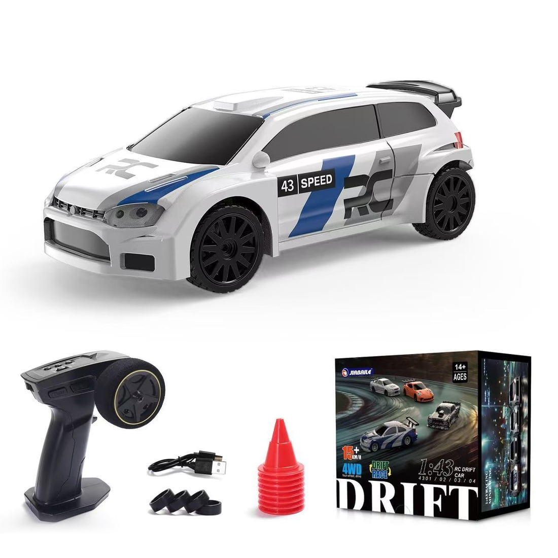 1/43 Scale RC Drift Car wiht LED Lights, 15KM/H Mini Racing Drift ...