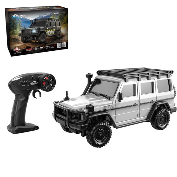 1:43 Scale RC Rock Crawler, 2.4G Remote & App Controlled 4WD Full Proportional RC Monster Truck with Rechargeable Battery & LED Lights for Hobbyists