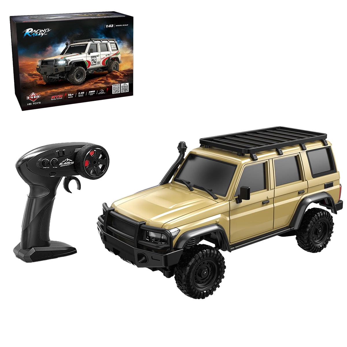 1:43 Scale RC Rock Crawler, 2.4G Remote & App Controlled 4WD Full Proportional RC Monster Truck with Rechargeable Battery & LED Lights for Hobbyists