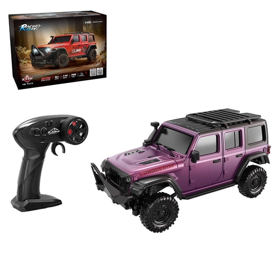 1:43 Scale RC Rock Crawler, 2.4G Remote & App Controlled 4WD Full Proportional RC Monster Truck with Rechargeable Battery & LED Lights for Hobbyists