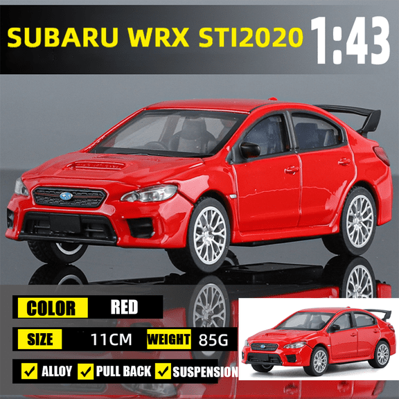 1/43 Scale Subaru WRX STI Alloy Sports Car Miniature Diecast Car Model Pull Back simulated Collect Children Birthday Toy  Gifts