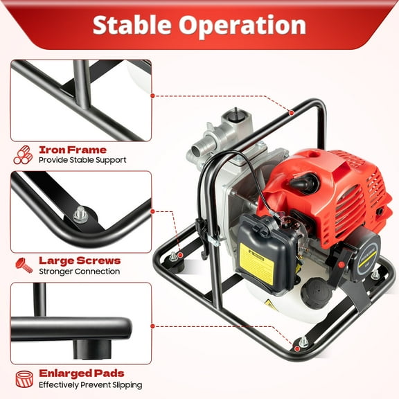 1" 43CC Gas Powered Water Transfer Pump Garden Farm Irrigation Petrol Pump 2 HP for dam filling, tank filling