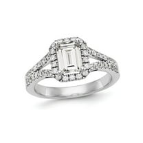 1.44 Carat (Ctw VS2, G-H) Emerald-Cut Certified Lab-Grown Diamond Halo Engagement Ring 14K White Gold