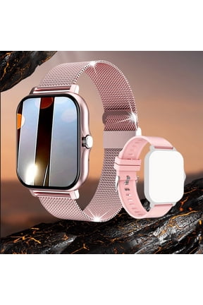 1.44 Inch Full Screen Waterproof Smartwatch for Women & Men with Fitness Tracking and Call Answering/Calling Functions Dual Straps Included