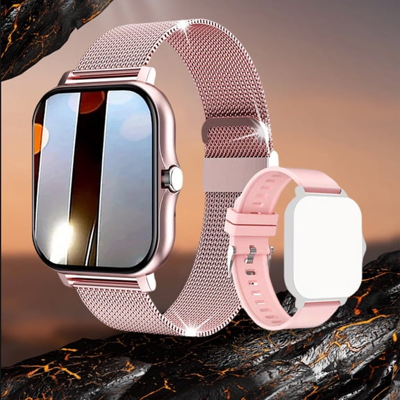1.44 Inch Full Screen Waterproof Smartwatch for Women & Men with Fitness Tracking and Call Answering/Calling Functions Dual Straps Included