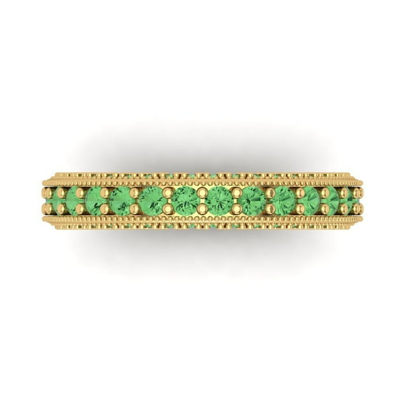 1.44 ctw Wedding Band for Women - 18K Yellow Gold Simulated Green Diamond Stackable Eternity Ring