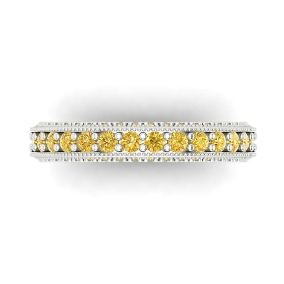 1.44 ctw Wedding Band for Women - 18K White Gold Simulated Yellow Diamond Stackable Eternity Ring