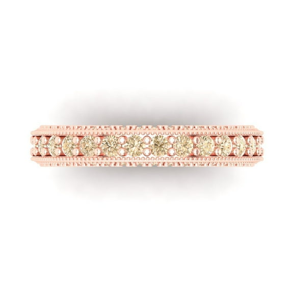 1.44 ctw Wedding Band for Women - 14K Rose Gold Natural Morganite Stackable Eternity Ring