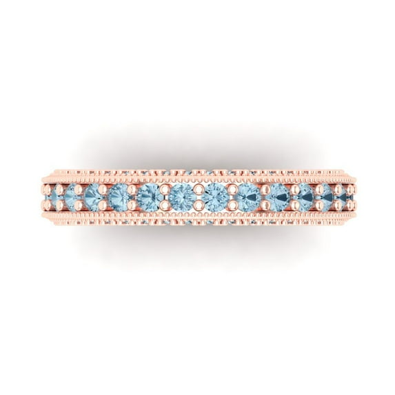 1.44 ctw Wedding Band for Women - 14K Rose Gold Natural Swiss Blue Topaz Stackable Eternity Ring