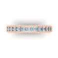 thumbnail image 1 of 1.44 ctw Wedding Band for Women - 14K Rose Gold Simulated Blue Diamond Stackable Eternity Ring, 1 of 6