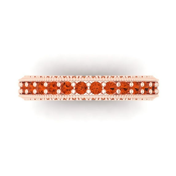 1.44 ctw Wedding Band for Women - 14K Rose Gold Simulated Red Diamond Stackable Eternity Ring