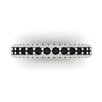 1.44 ctw Wedding Band for Women - 14K White Gold Natural Onyx Stackable Eternity Ring