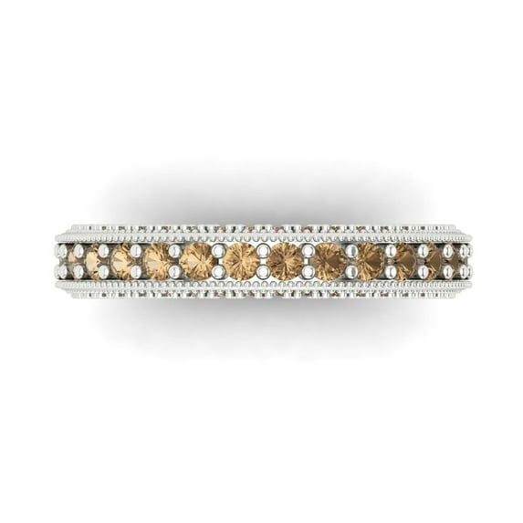 1.44 ctw Wedding Band for Women - 14K White Gold Simulated Champagne Diamond Stackable Eternity Ring