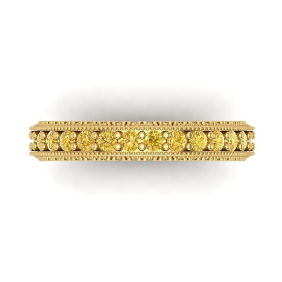 1.44 ctw Wedding Band for Women - 14K Yellow Gold Natural Citrine Stackable Eternity Ring