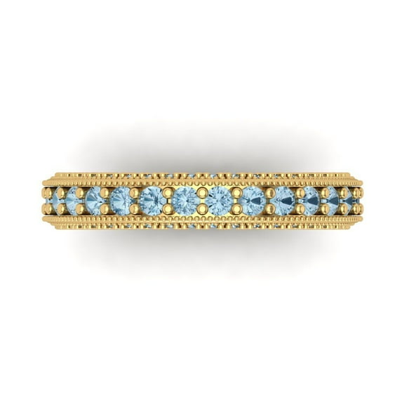 1.44 ctw Wedding Band for Women - 14K Yellow Gold Natural Swiss Blue Topaz Stackable Eternity Ring