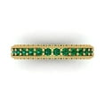 thumbnail image 1 of 1.44 ctw Wedding Band for Women - 14K Yellow Gold Simulated Emerald Stackable Eternity Ring, 1 of 6