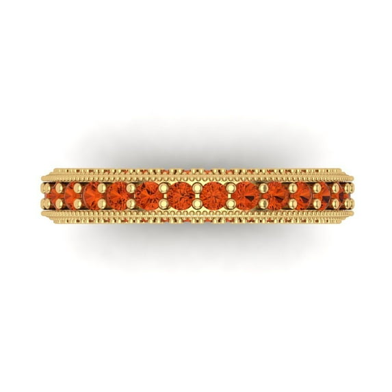 1.44 ctw Wedding Band for Women - 14K Yellow Gold Simulated Red Diamond Stackable Eternity Ring