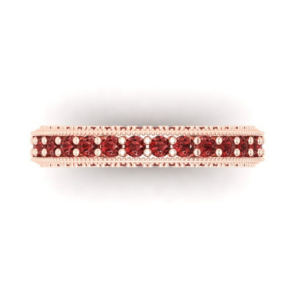 1.44 ctw Wedding Band for Women - 18K Rose Gold Natural Garnet Stackable Eternity Ring
