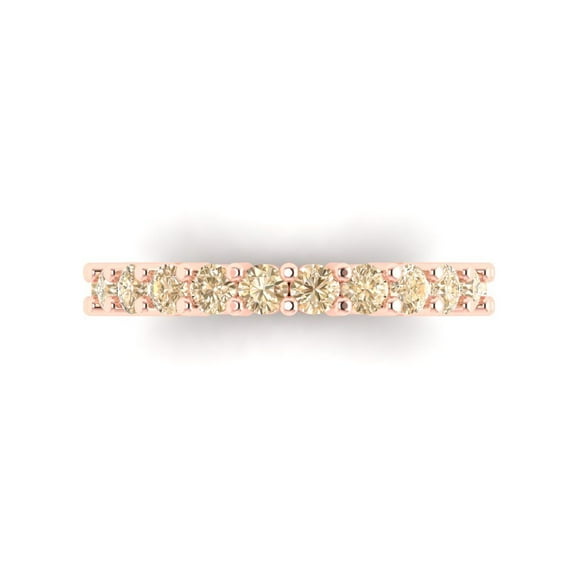 1.44 ctw Wedding Band for Women - 18K Rose Gold Natural Morganite Stackable Eternity Ring