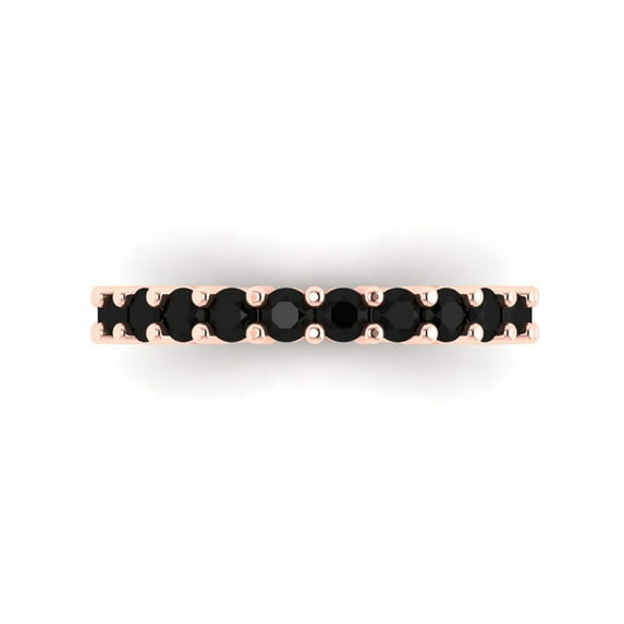 1.44 ctw Wedding Band for Women - 18K Rose Gold Natural Onyx Stackable Eternity Ring