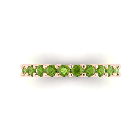 1.44 ctw Wedding Band for Women - 18K Rose Gold Natural Peridot Stackable Eternity Ring
